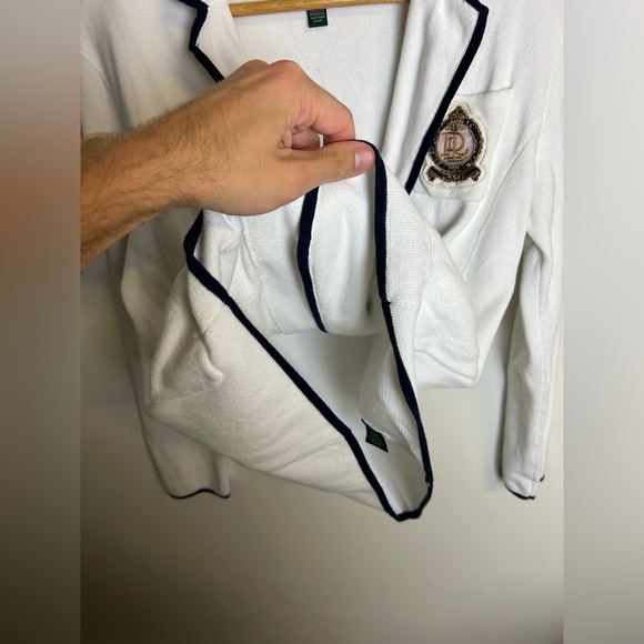 Vintage Ralph Lauren L Women Blazer Black Trim Academy Collegiate Timeless Logo - Picture 4 of 15